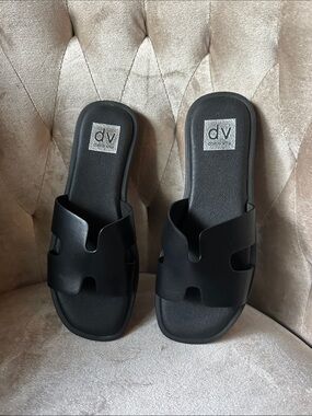 DV by Dolce Vita Black Men's Slide Sandals with Cutout Strap